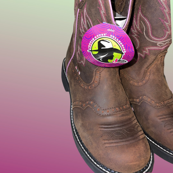 NEW JUSTIN GYPSY WOMEN'S WANETTE 8" BROWN EH WORK BOOTS - STEEL TOE Size 10B - Picture 6 of 8